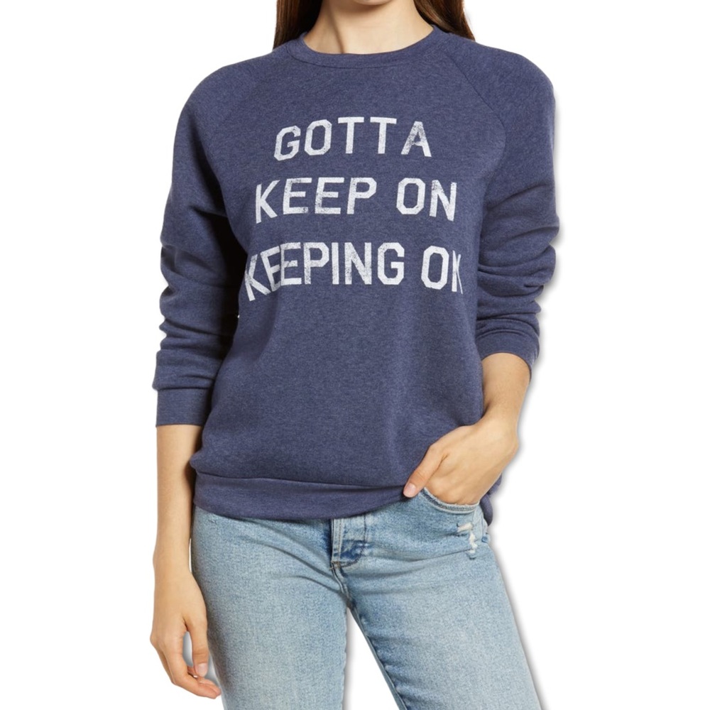 Project Social T Gotta Keep On Graphic Sweatshirt Heather Navy Size XS